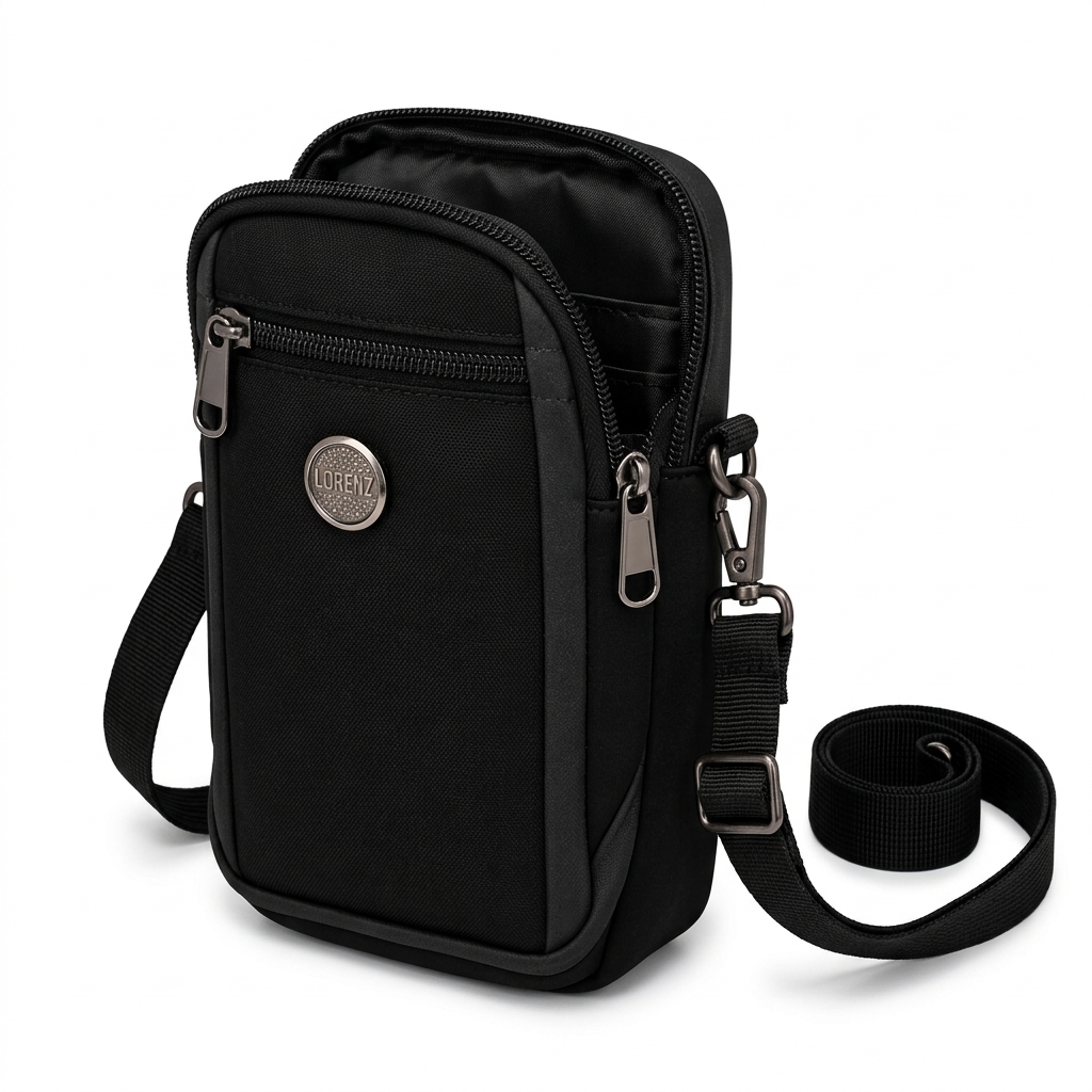Lorenz Polyester Shoulder Bag 10.7×6.4×19.1 — Black
